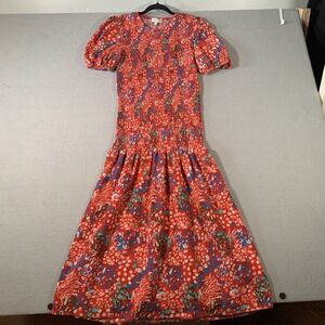 Never‎ Fully Dressed Scarlett Red Cheetah Print Smocked Dress Size 6